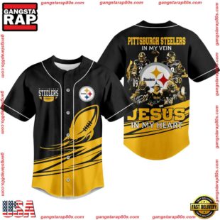 NFL Pittsburgh Steelers In My Vein Jesus In My Heart Baseball Jersey