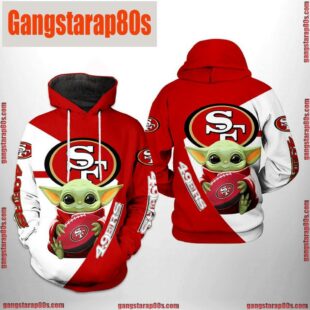 NFL San Francisco 49ers Baby Yoda Team All Over Print Unisex Hoodie