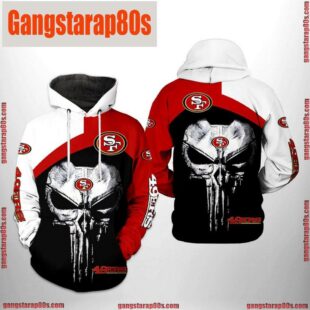 NFL San Francisco 49ers Skull Punisher Team All Over Print Unisex Hoodie