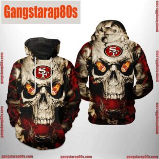 NFL San Francisco 49ers Skull Team All Over Print Unisex Hoodie