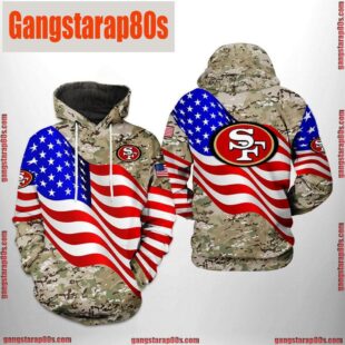 NFL San Francisco 49ers US Flag Camo Veteran Team All Over Print Unisex Hoodie