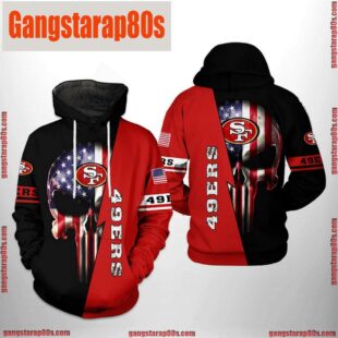 NFL San Francisco 49ers US Flag Skull Team All Over Print Unisex Hoodie