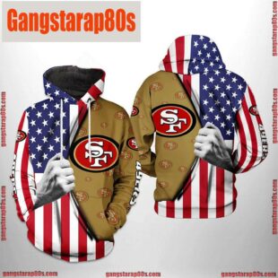 NFL San Francisco 49ers US Flag Team All Over Print Unisex Hoodie