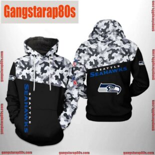 NFL Seattle Seahawks Camo Veteran Team All Over Print Unisex Hoodie