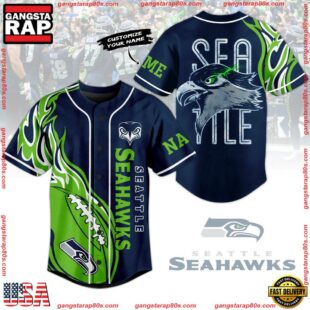 NFL Seattle Seahawks Sea Tile Custom Name Baseball Jersey