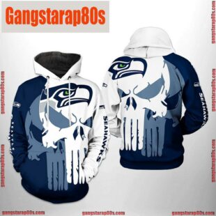 NFL Seattle Seahawks Team Skull All Over Print Unisex Hoodie