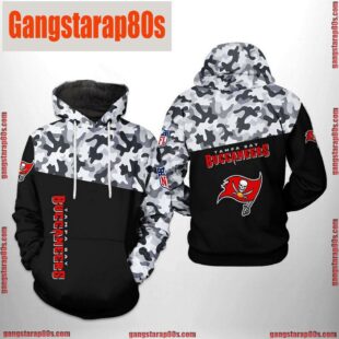 NFL Tampa Bay Buccaneers Camo Veteran Team All Over Print Unisex Hoodie