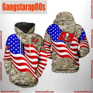 NFL Tampa Bay Buccaneers US Flag Camo Veteran Team All Over Print Unisex Hoodie