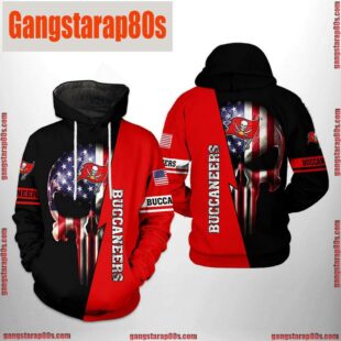 NFL Tampa Bay Buccaneers US Flag Skull Team All Over Print Unisex Hoodie