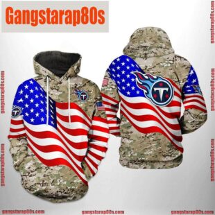 NFL Tennessee Titans US Flag Camo Veteran Team All Over Print Unisex Hoodie