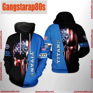 NFL Tennessee Titans US Flag Skull Team All Over Print Unisex Hoodie