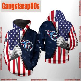 NFL Tennessee Titans US Flag Team All Over Print Unisex Hoodie