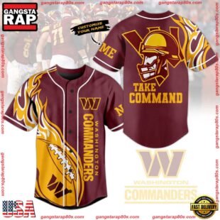 NFL Washington Commanders Mascot Logo Take Command Custom Name Baseball Jersey