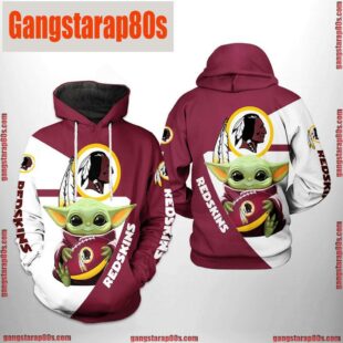 NFL Washington Redskins Baby Yoda Team All Over Print Unisex Hoodie