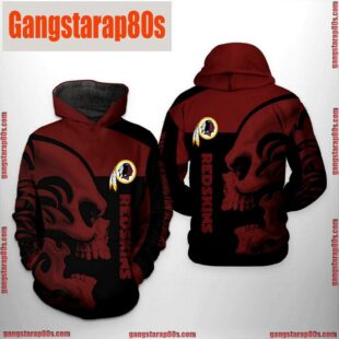 NFL Washington Redskins Skull All Over Print Unisex Hoodie