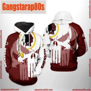 NFL Washington Redskins Team Skull All Over Print Unisex Hoodie