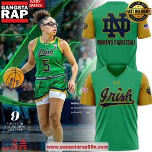 Notre Dame Womens Basketball 2025 Green Color T-Shirt