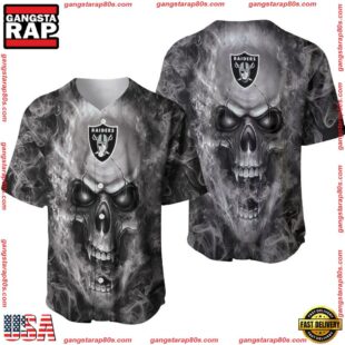 Oakland Raiders Nfl Fan Skull Baseball Jersey