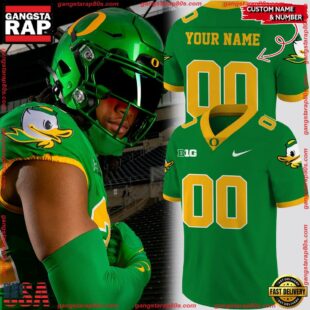 Oregon Ducks Gang Green Football Jersey