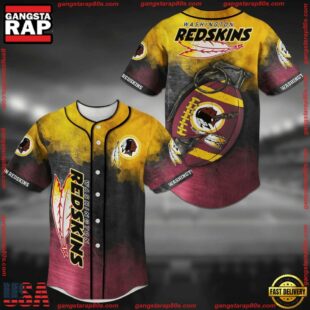 Washington Redskins NFL Baseball Jersey Shirt Print