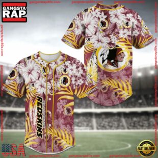 Washington Redskins NFL Flowers Baseball Jersey Shirt